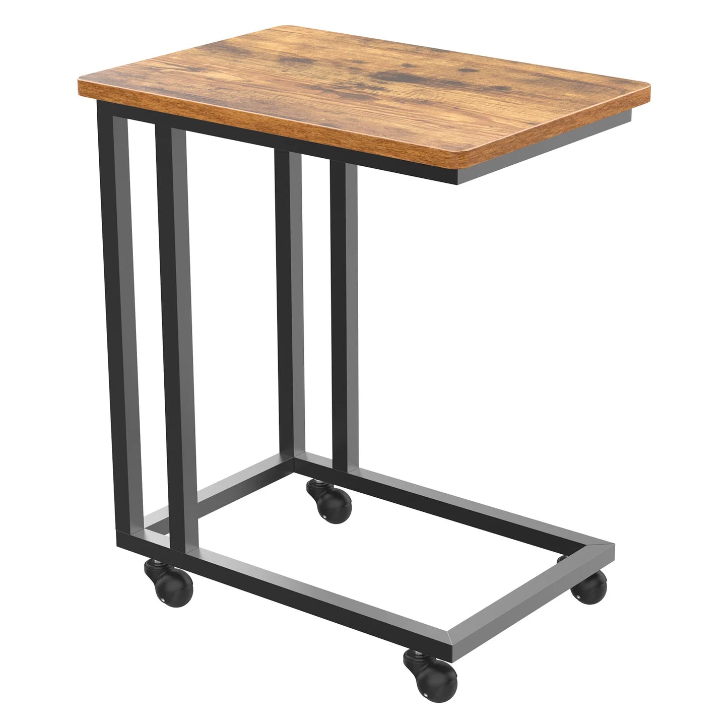 JHK Wood Sofa Table Overbed Bedside Desk With Metal Frame