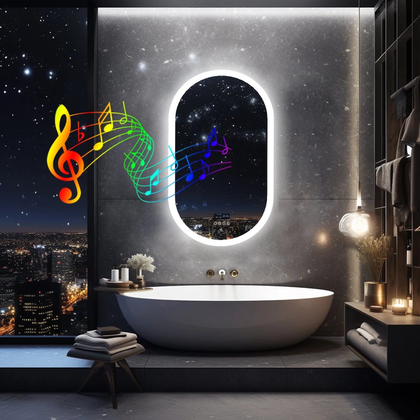 Wisfor LED Lighted Bathroom Mirror With Bluetooth Speaker Vanity RGB