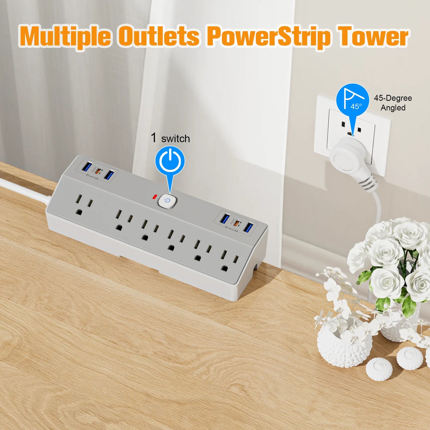PASSUS PD20W Fast Charging Power Strip With Extension Cable