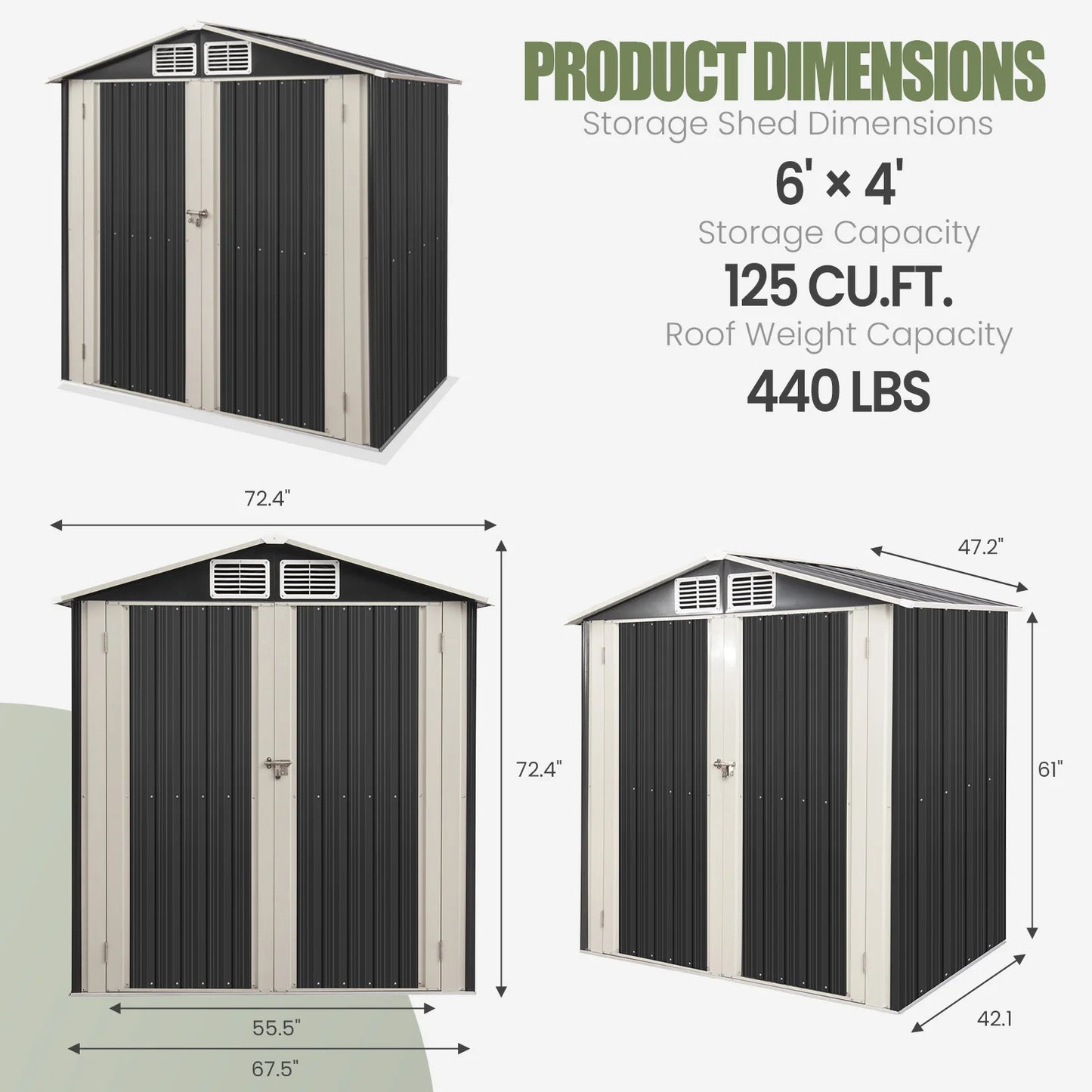 MORNGARDO Metal Outdoor Storage Shed With Lockable Door Sloped Roof