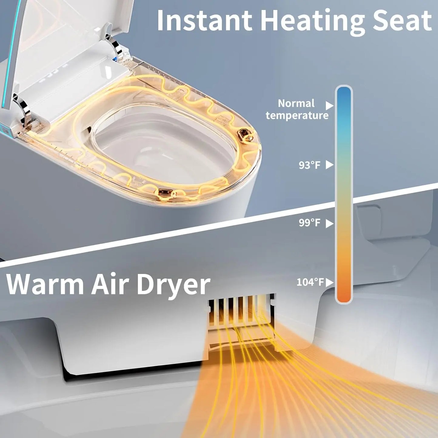 Smart Bidet Toilet With Heated Seat And Night Light