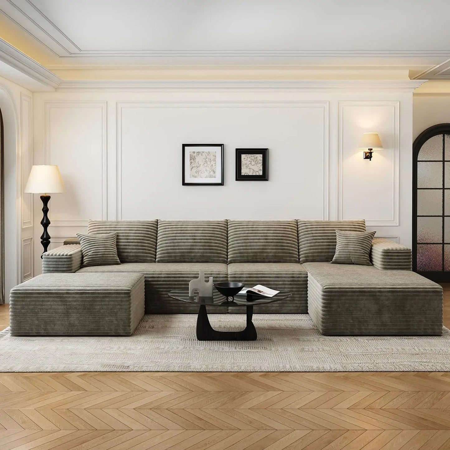 XPLVCN Modular Sectional Sofa With L Shaped Chaise Modern Upholstered