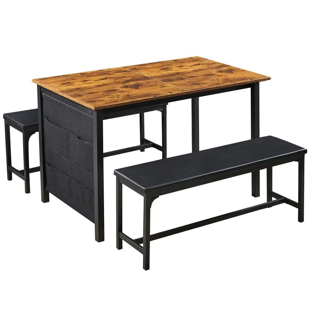 Extendable Dining Table With Benches And Chairs Set Modern Dining Room