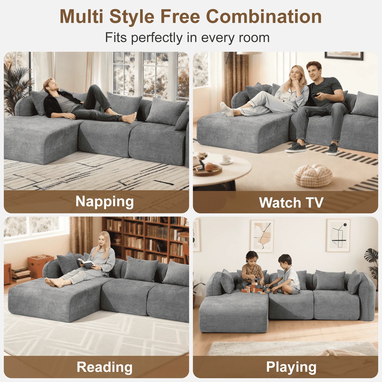 Redlife Sherpa Modular Cloud Sofa Set for Modern Living Rooms