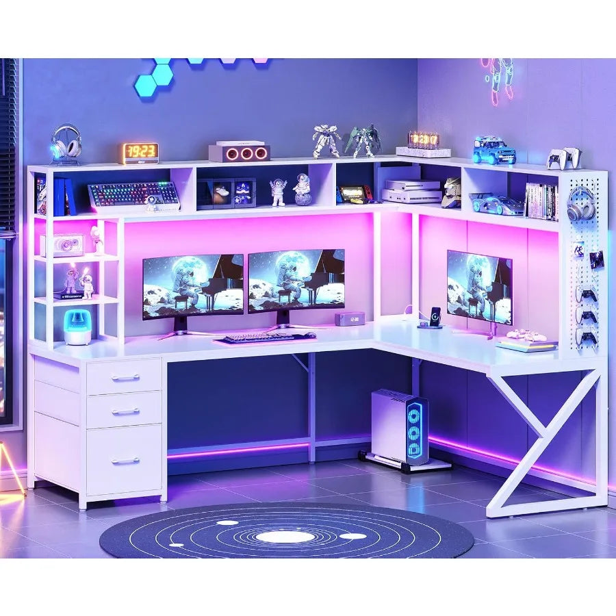 Corner Computer Desk L Shaped With Storage Drawers Hutch For Small Home Office Setup