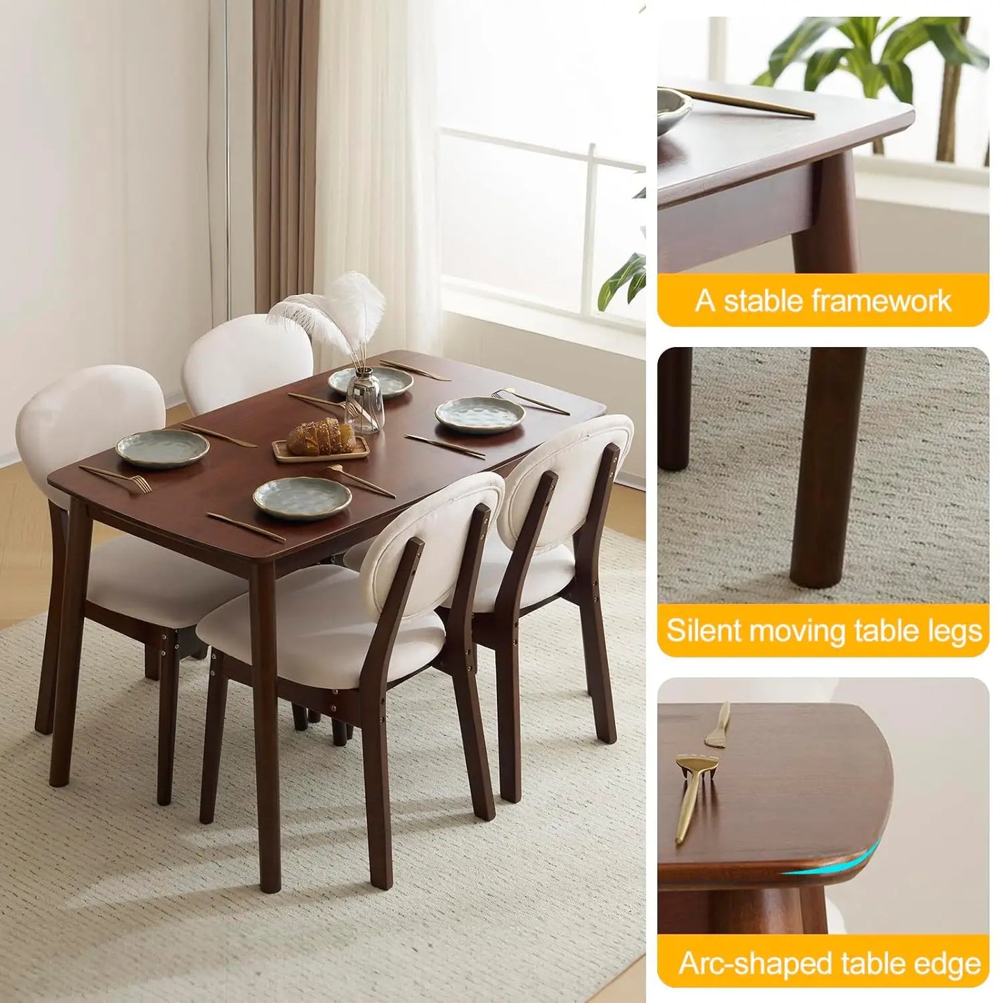Mid-Century Modern Dining Table Set For Four To Five