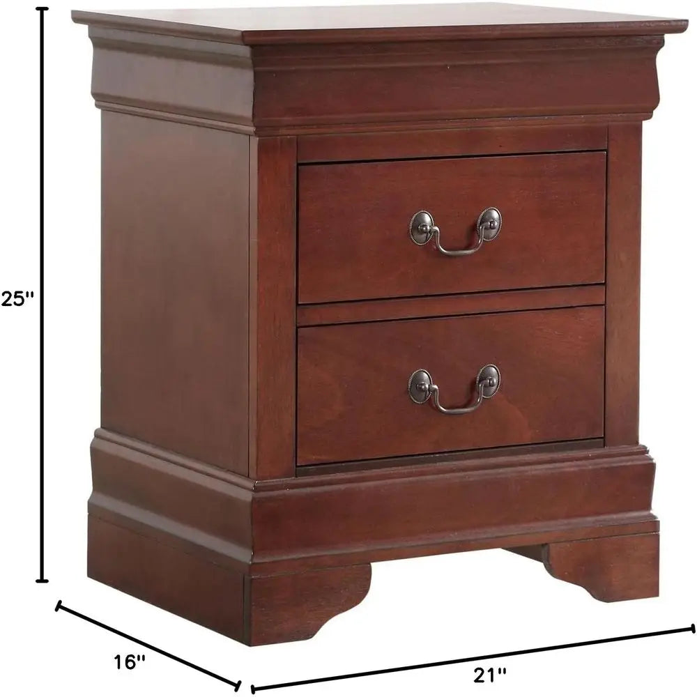 2-Drawer Wooden Nightstand Bedside Table For Bedroom