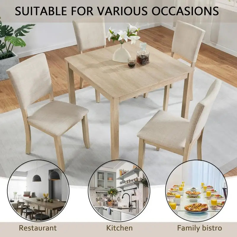 Modern Wooden Dining Table Set With Four Chairs For Kitchen