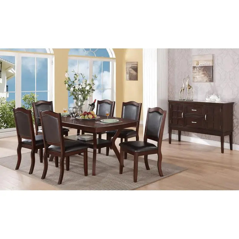 Formal Dining Set With Solid Wood Table And 6 Chairs