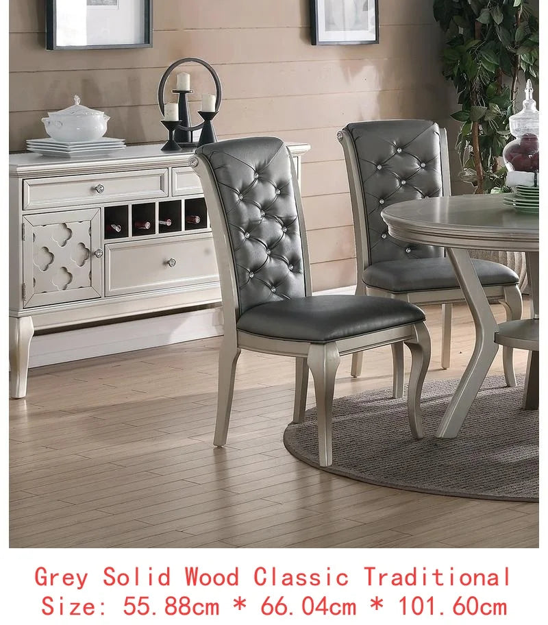 Rectangular Glass Dining Table Set With Tufted Side Chairs