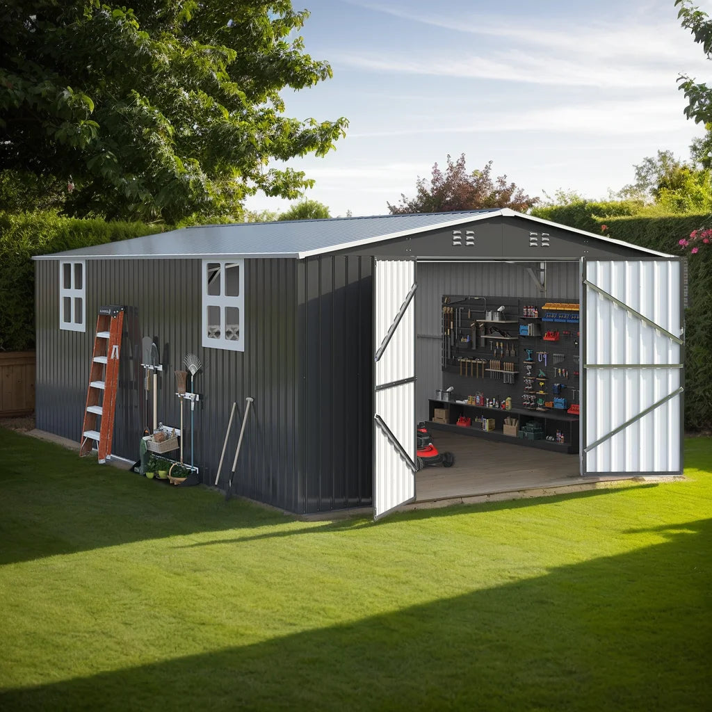 Vivat Heavy Duty Metal Outdoor Storage Shed With Lockable Door