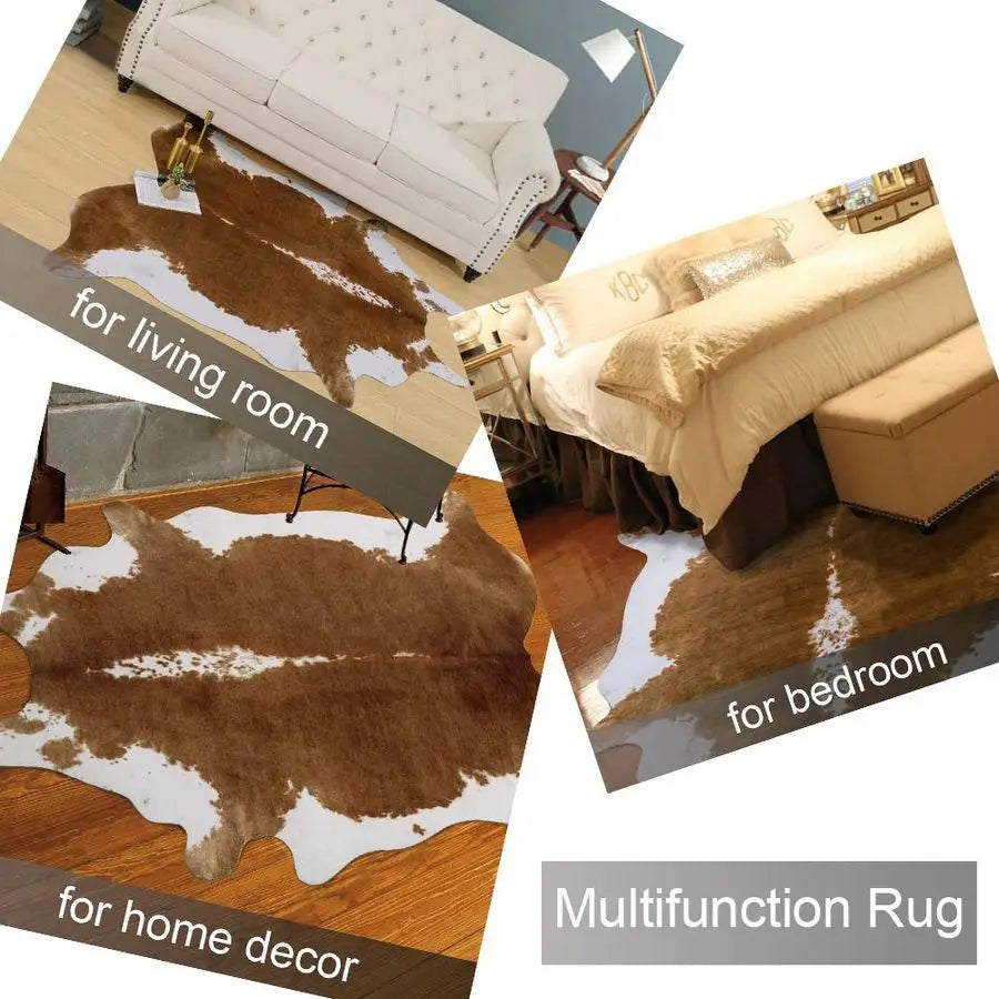 Premium Faux Cowhide Rug With Striped Pattern For Living Room