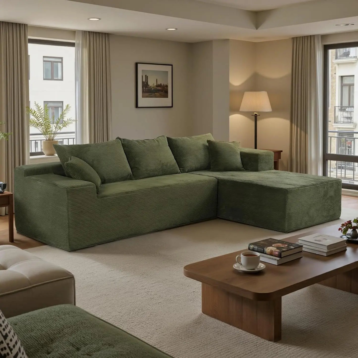 Modular Sectional Sofa With L Shape Chaise No Assembly