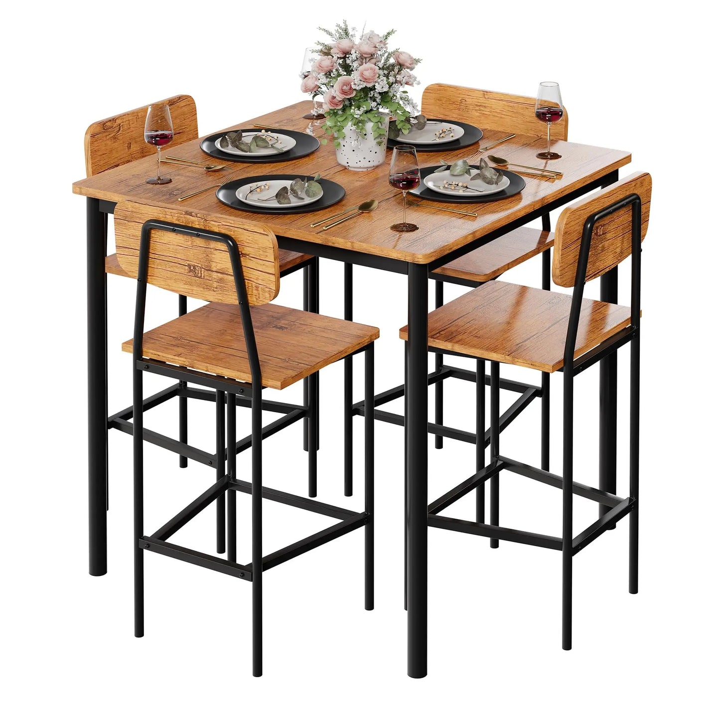Five Piece Dining Table And Chairs Set Space Saving Dinette