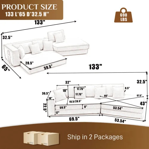 Combination Convertible Sofa Bed 3 Seater With Lamb Wool Fabric