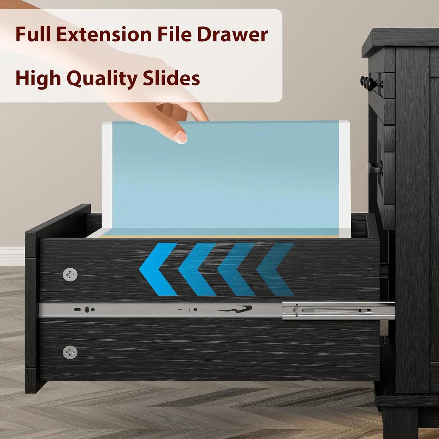 Farmhouse Executive L Shaped Desk With Drawers And Charging Station