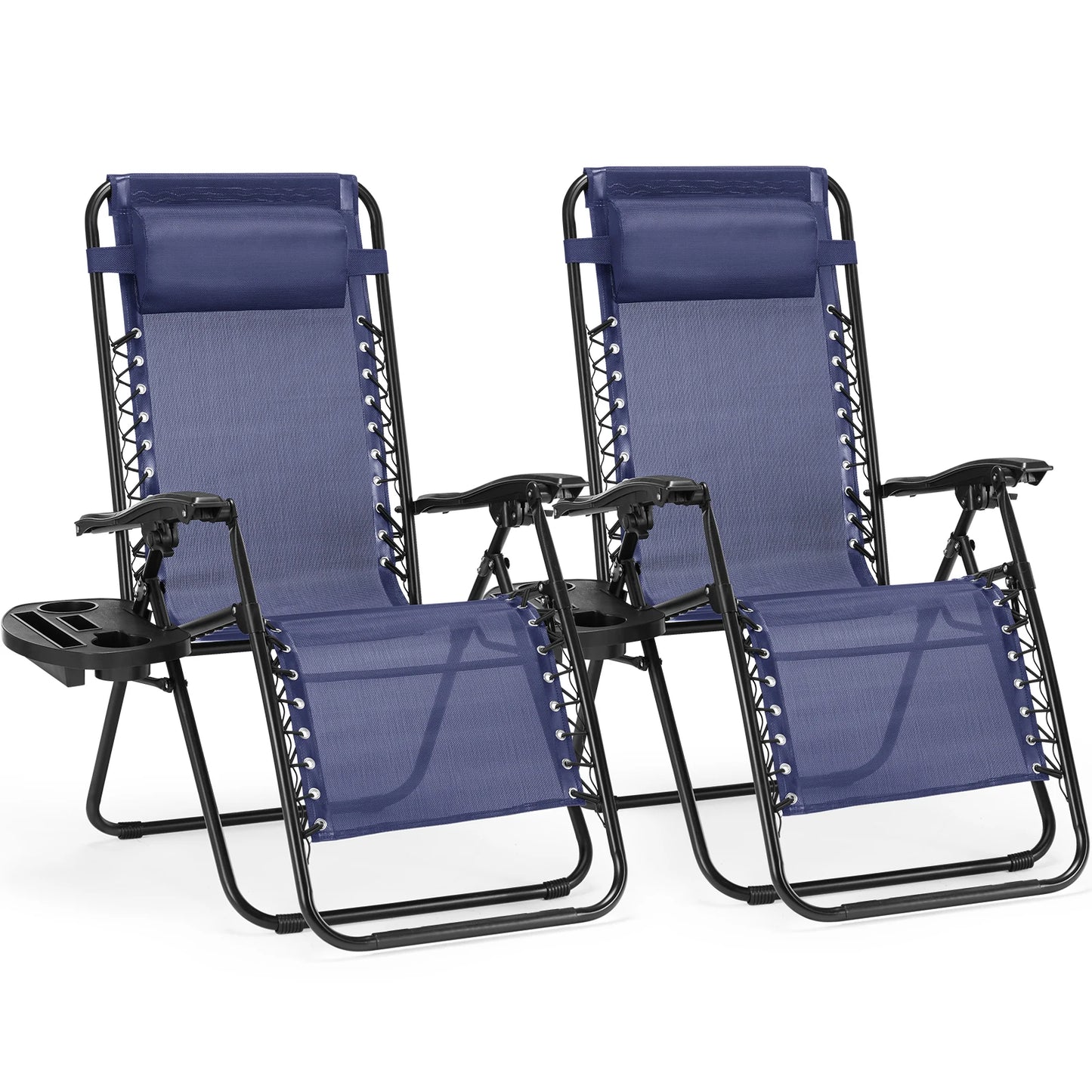 JHK Zero Gravity 2-Pack Portable Recliner Chairs With Cup Holders