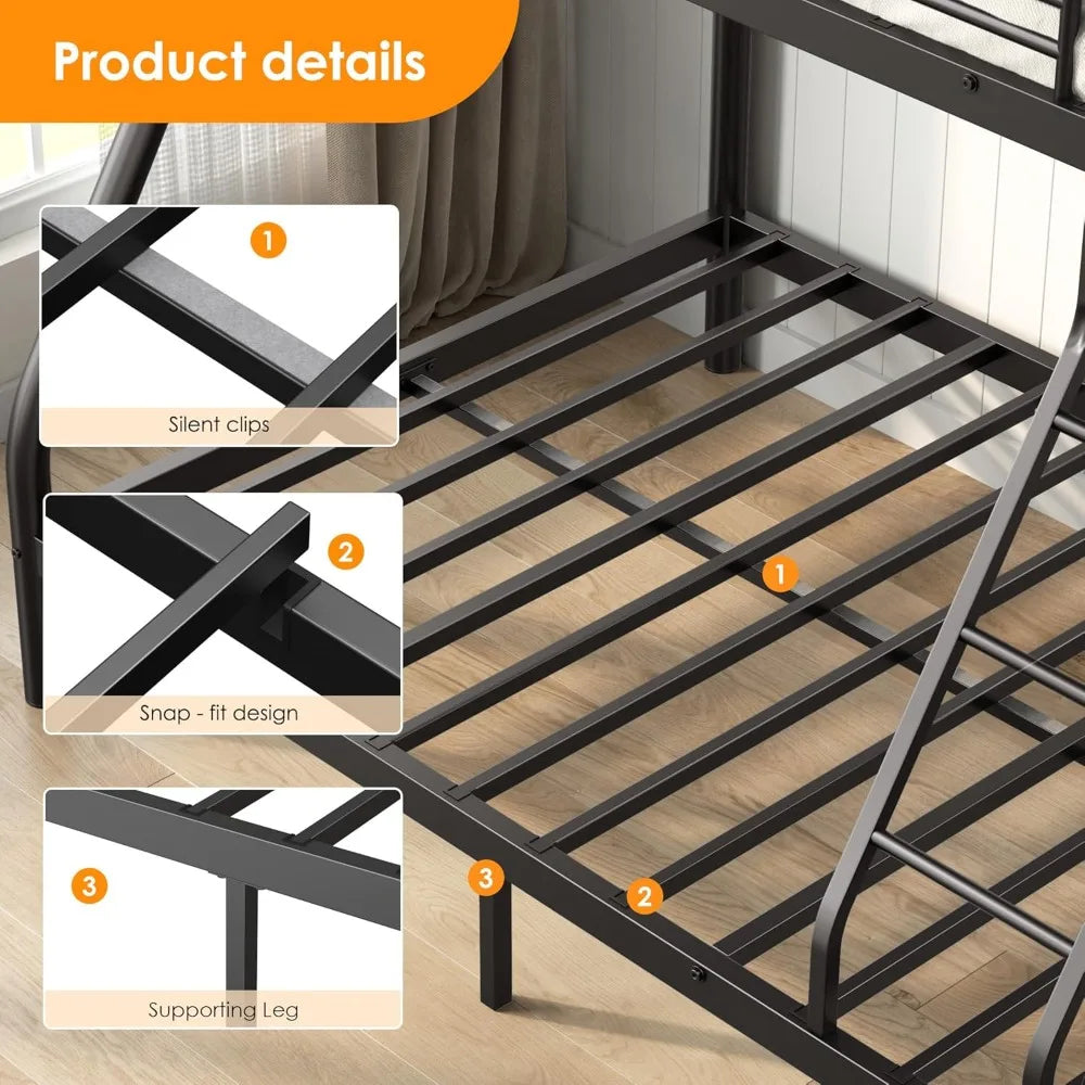 XIAOLANG Bunk Bed With Ladder Guardrail And Metal Slats Support