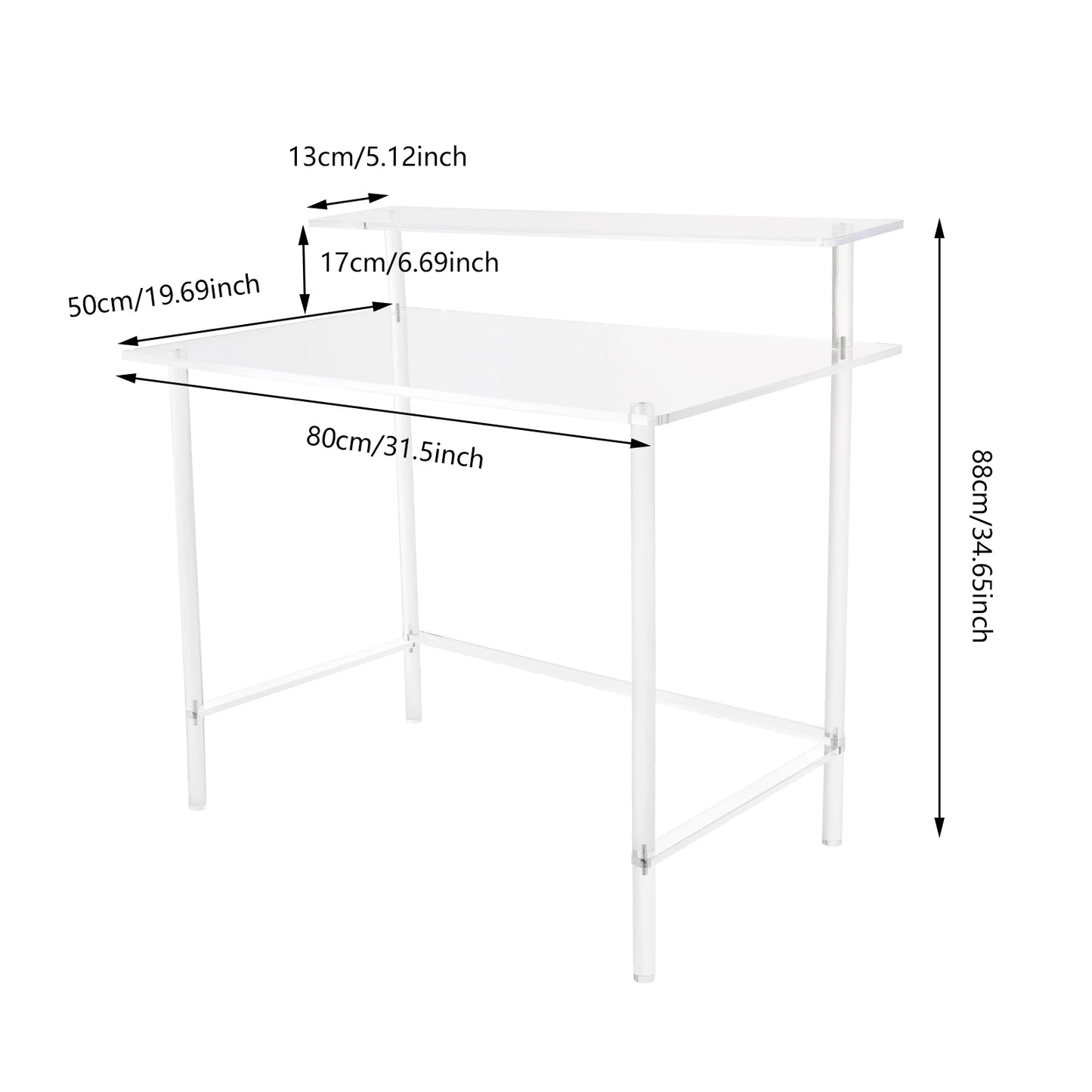 Bymaocar Acrylic Two Tier Computer Desk For Home Office