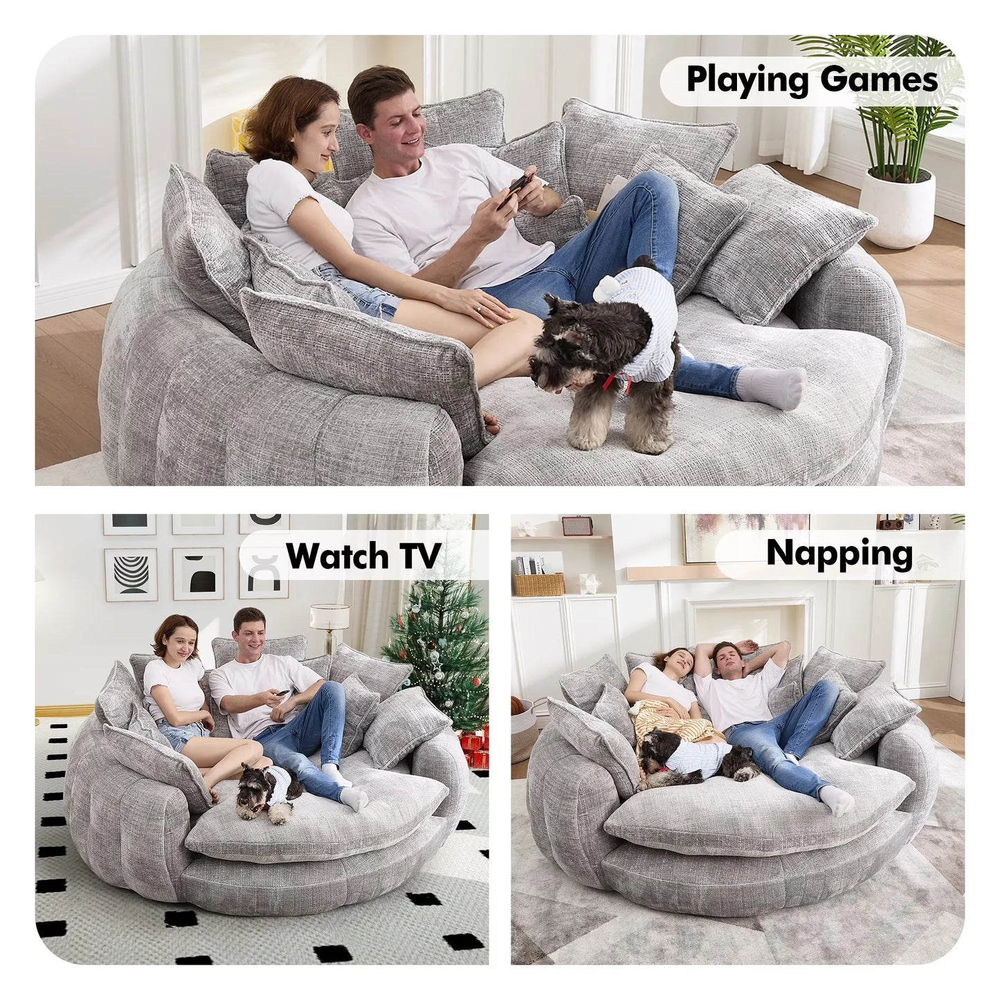 Cloud Chenille Sleeper Sofa With Memory Foam And Pillows