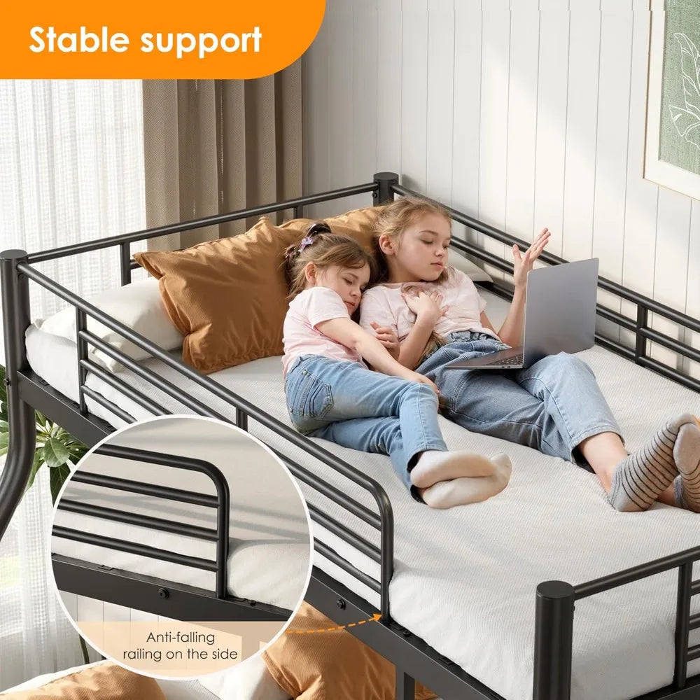 XIAOLANG Bunk Bed With Ladder Guardrail And Metal Slats Support