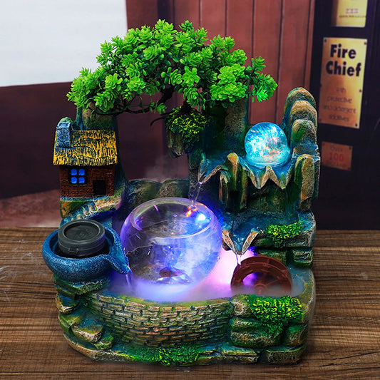 Desktop Fountain Waterfall Tabletop Decor Rockery Ornament