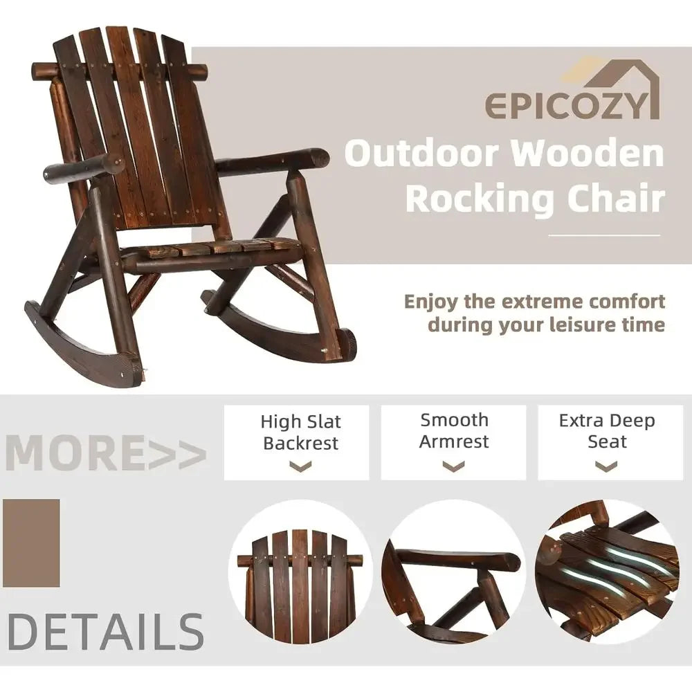 Rustic Wood Rocking Bistro Set With Chairs And Table