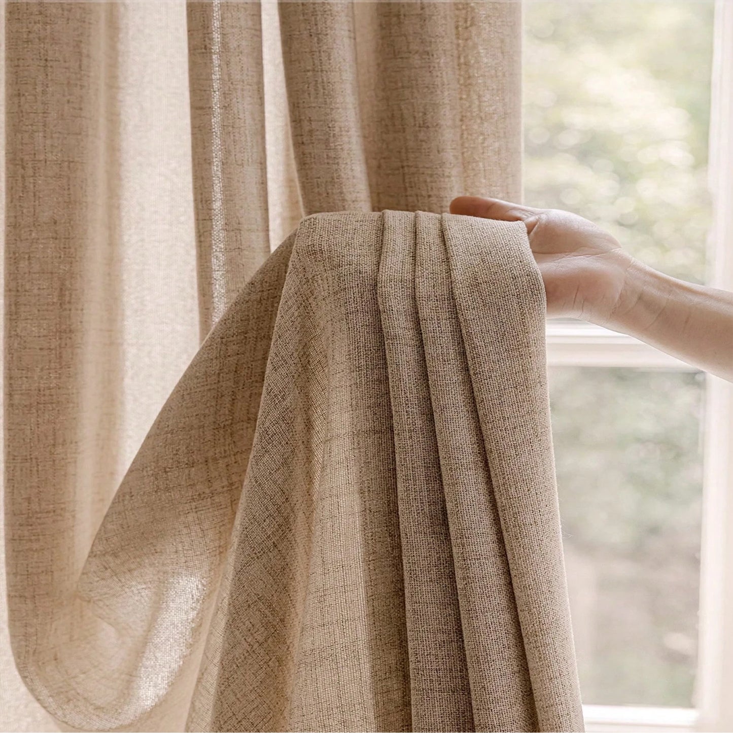 1 Piece Modern Light - Luxury Linen Windproof, Breathable and Blackout Curtain,for Living Room，Bedroom,Heat Insulating