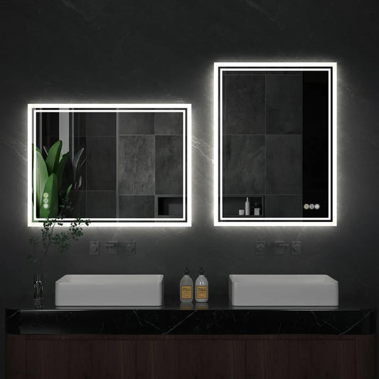LUVODIC LED Backlit Frameless Bathroom Mirror With Dimmable Defog Function