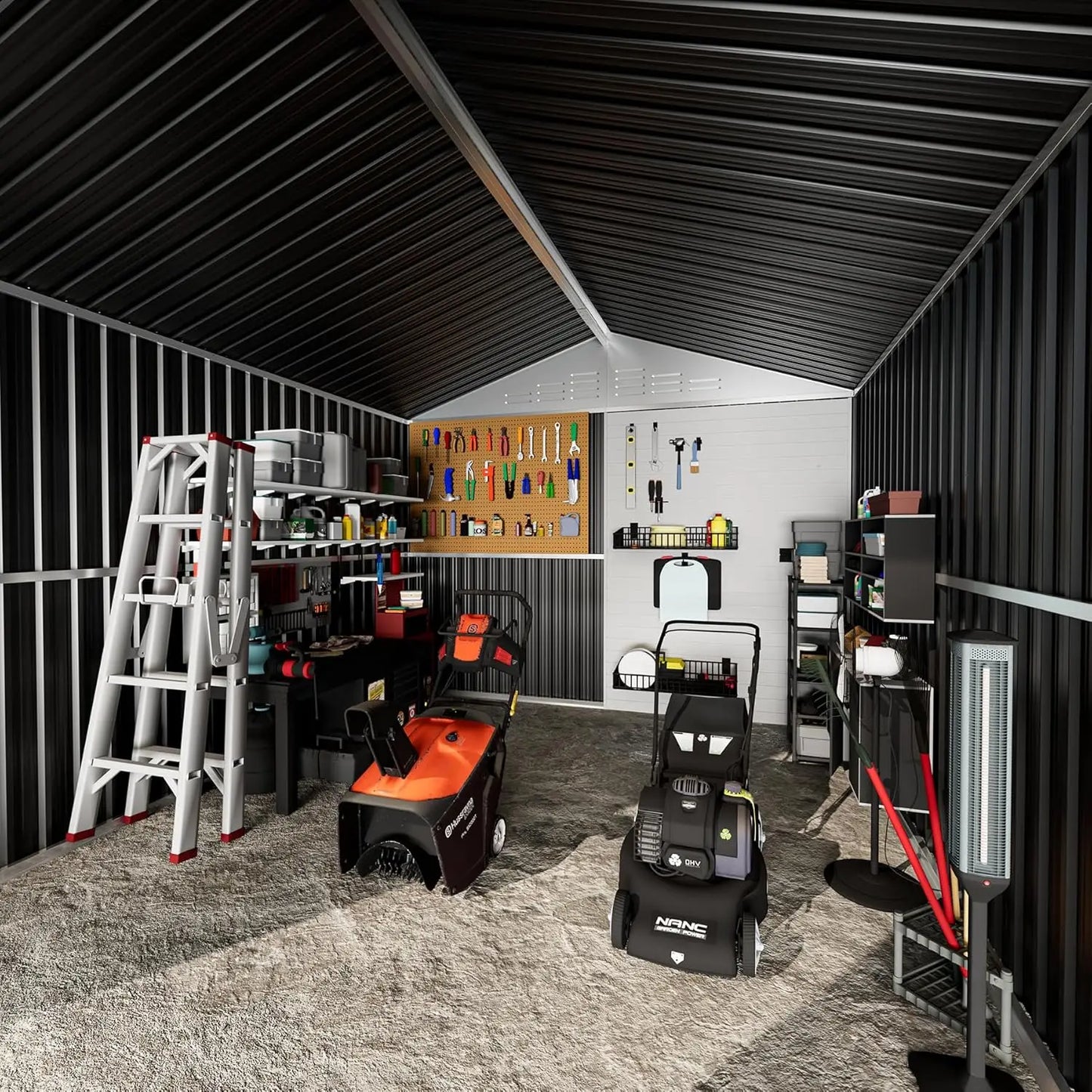 Outdoor Metal Storage Shed With Sliding Door For Garden