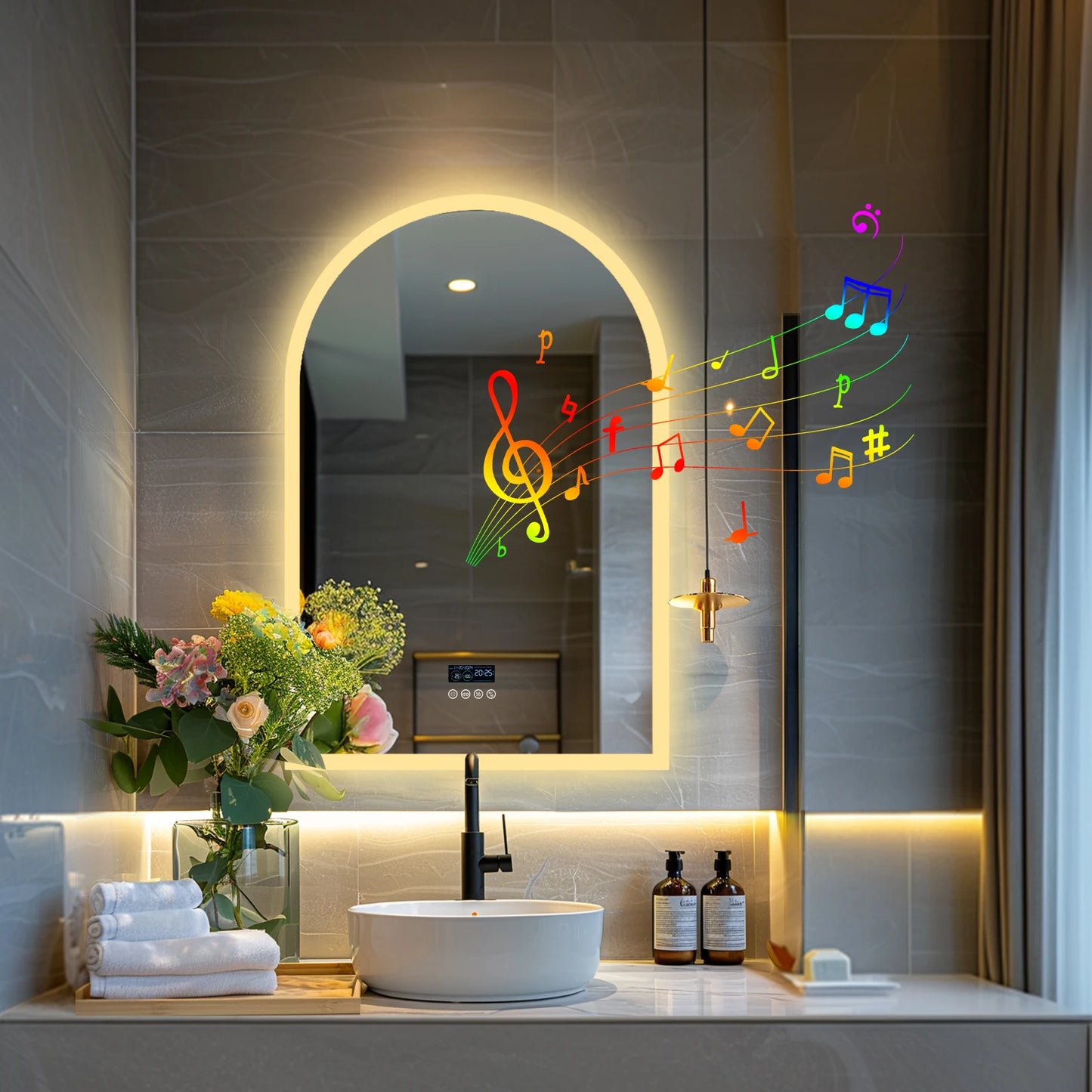 Wisfor LED Lighted Bathroom Mirror With Bluetooth Speaker Vanity RGB