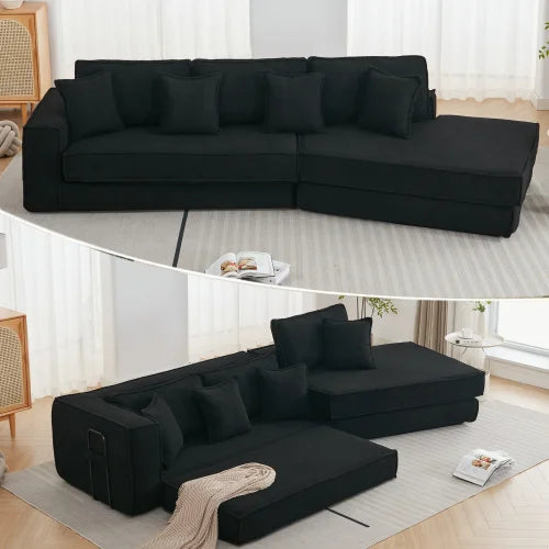 Combination Convertible Sofa Bed 3 Seater With Lamb Wool Fabric