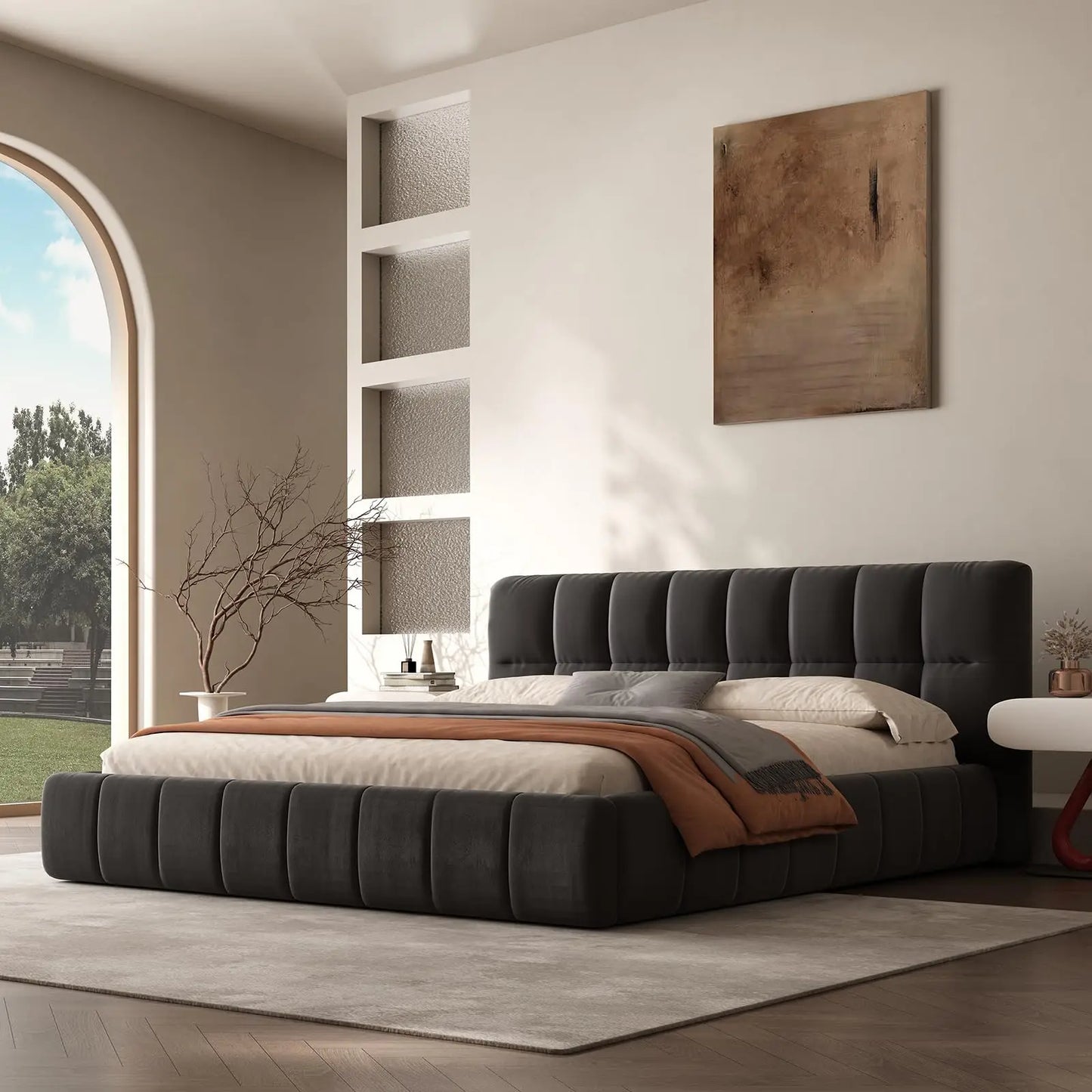 QWC Modern Cloud Platform Bed With Headboard And Footboard