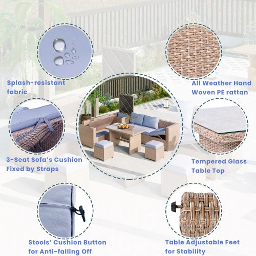 Outdoor All Weather PE Rattan Sofa Set Garden Patio Wicker