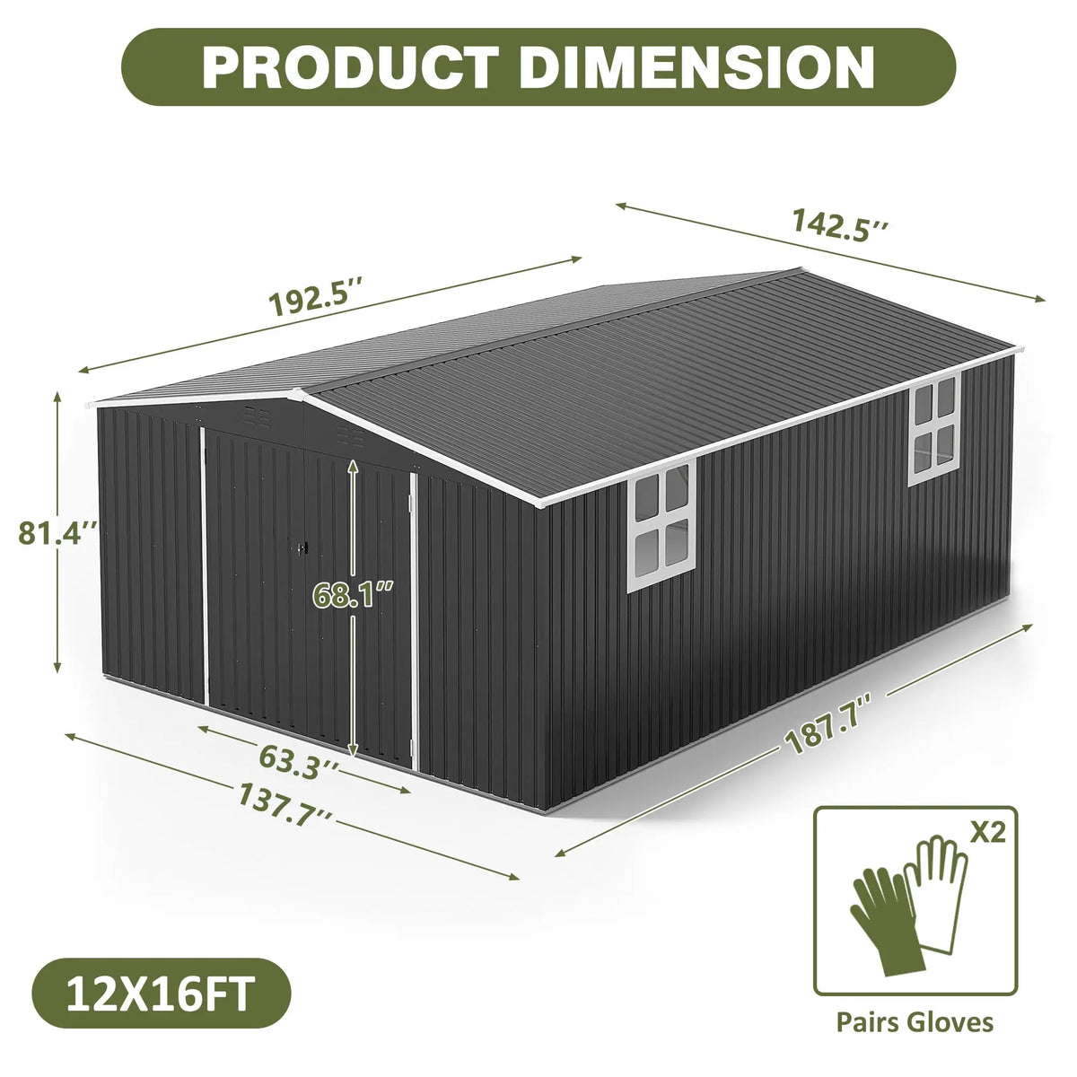 Vivat Heavy Duty Metal Outdoor Storage Shed With Lockable Door