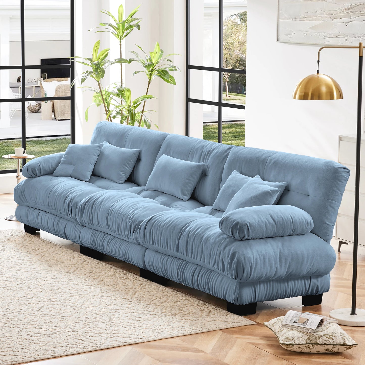 Modular Sectional Sofa Chenille With Ottomans Couch For Home Comfort