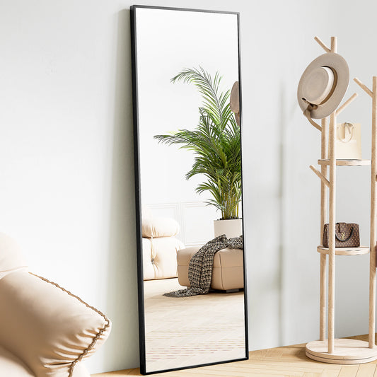 JHK Full Body Wall Mirror With Stand Aluminum Alloy Frame For Entryway And Bedroom