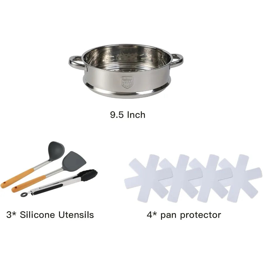 OLOEY 16 Piece Nonstick Pots and Pans Cookware Set for Home Kitchen Durable Aluminum Construction