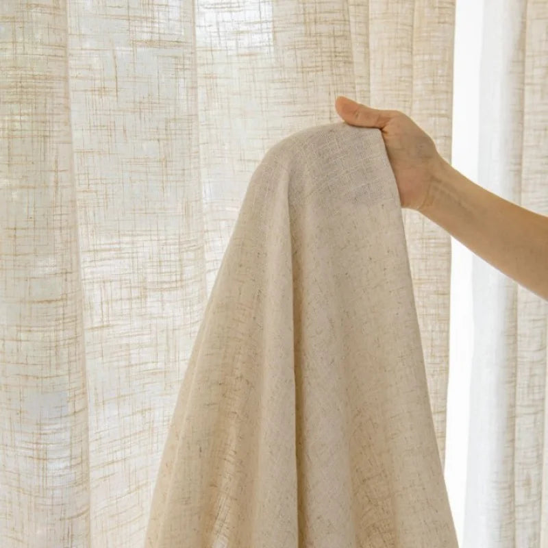 Extra High 350cm/400cm Height Faux Linen Sheer Curtains for Bedroom Light Flitering Tulle Curtain to Keep Privacy Home Decor