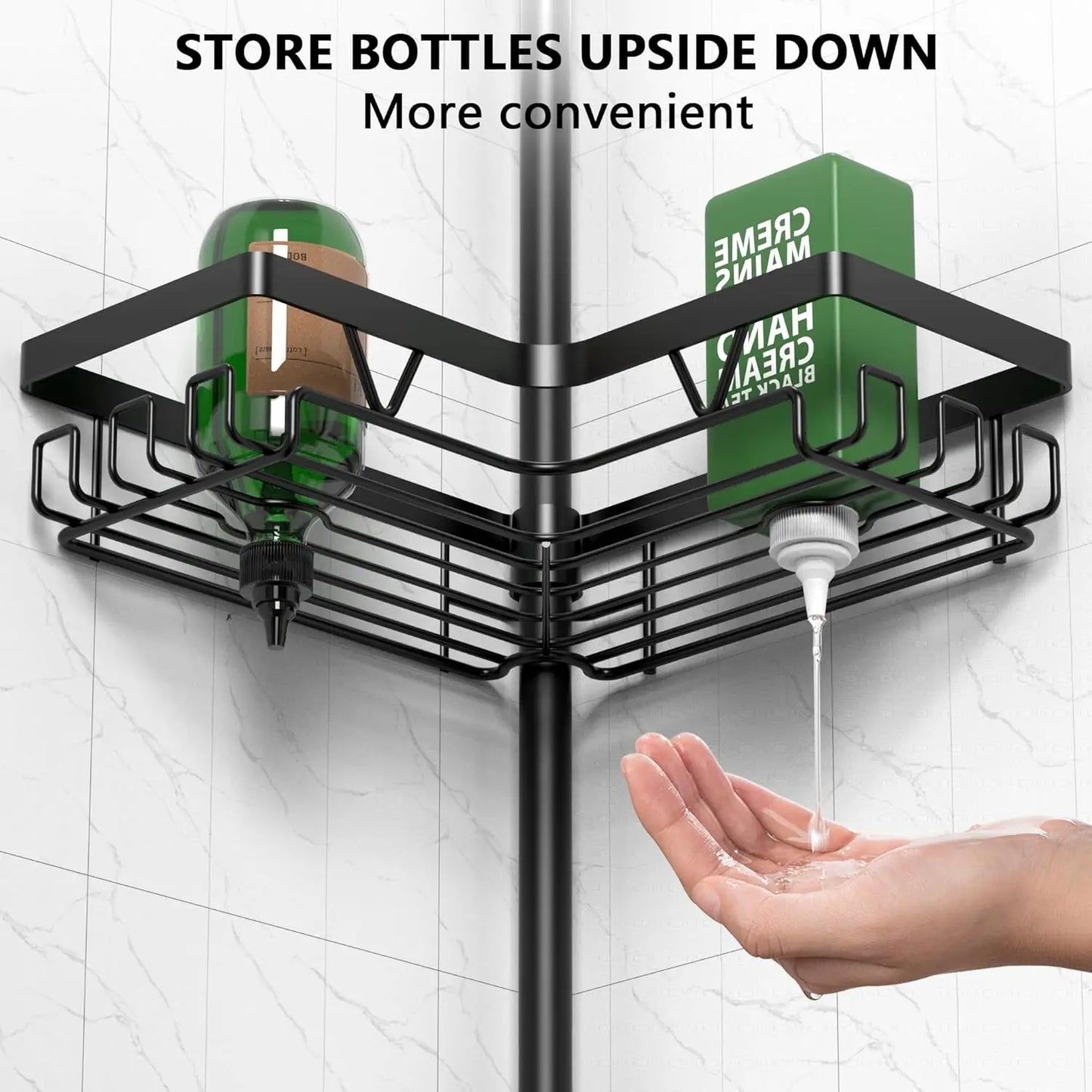 Stainless Steel Adjustable Shower Caddy Tension Pole Rustproof