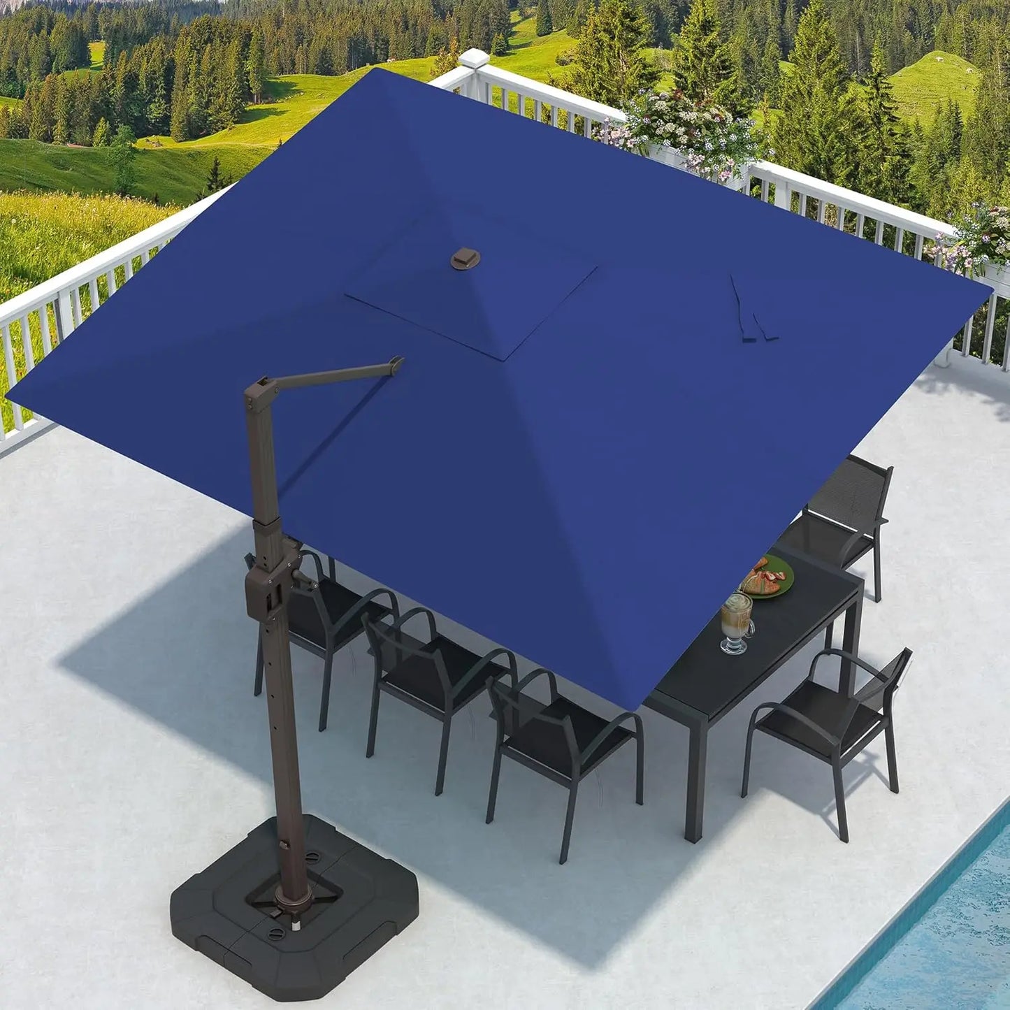 Cantilever Rectangular Patio Umbrella With Base Included And 7 Tilts