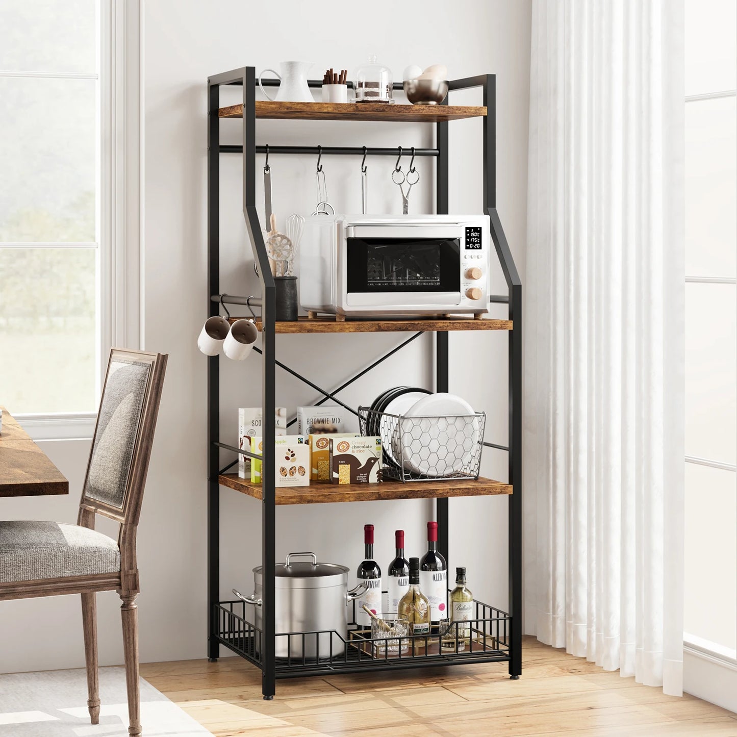 TWISTER.CK Kitchen Bakers Rack Microwave Stand 4 Tier Coffee Bar Station