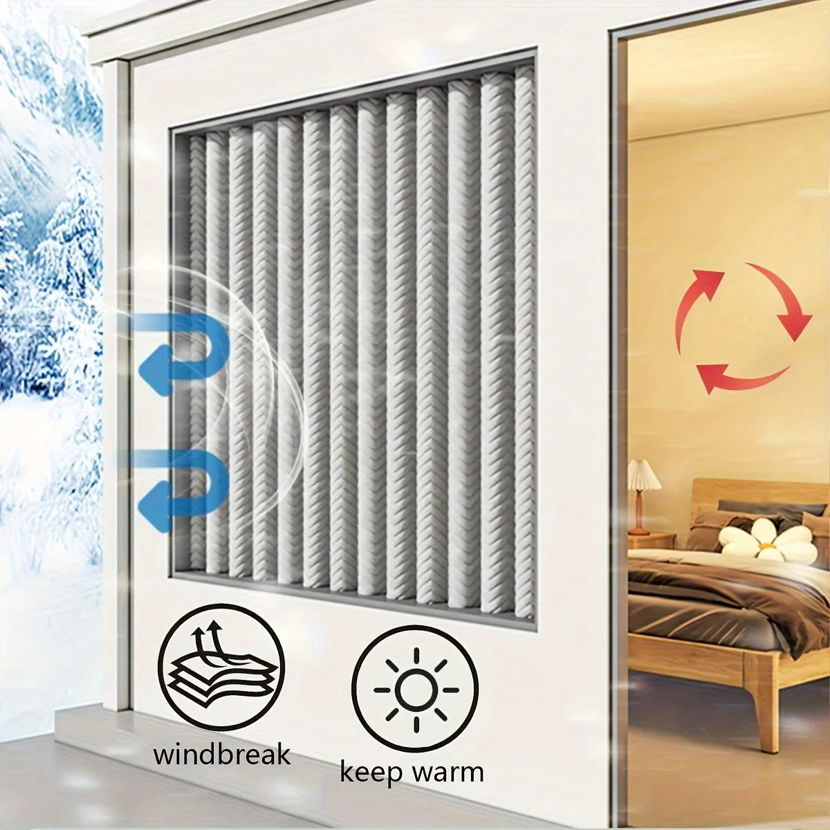 1Pc Thick Blackout Curtains with Velvet Lining, Comfortable Velvet Feel, Noise-Reducing, Windproof, Warm and Cold-Proof Curtains for Living Room and Bedroom, Multiple Installation Methods Including Rod Hooks