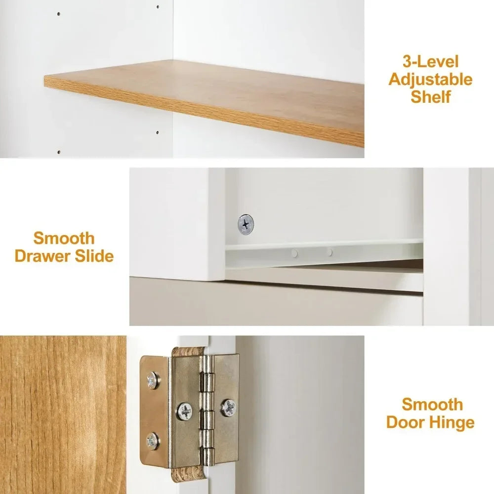 Solid Wood Kitchen Pantry Cabinet With 8 Doors And Drawers