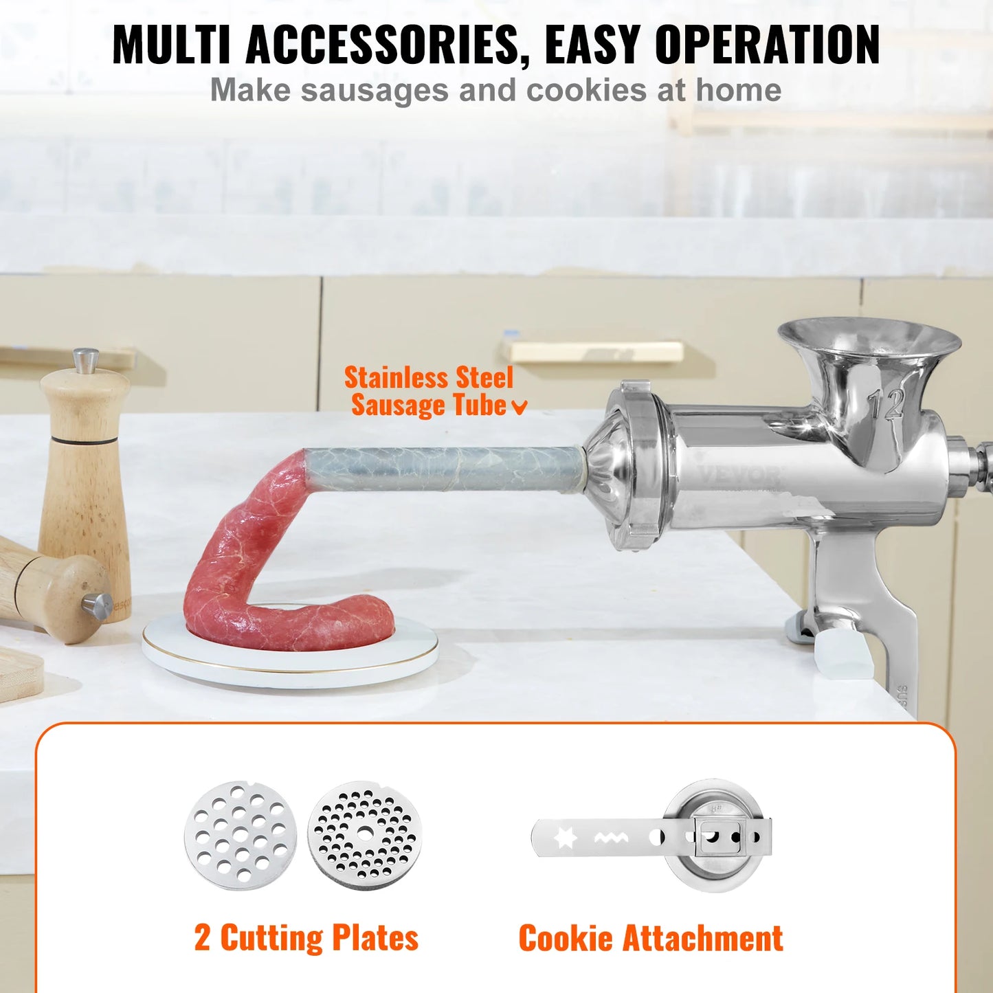 SucceBuy Manual Meat Grinder 304 Stainless Steel Clamp Sausage Maker