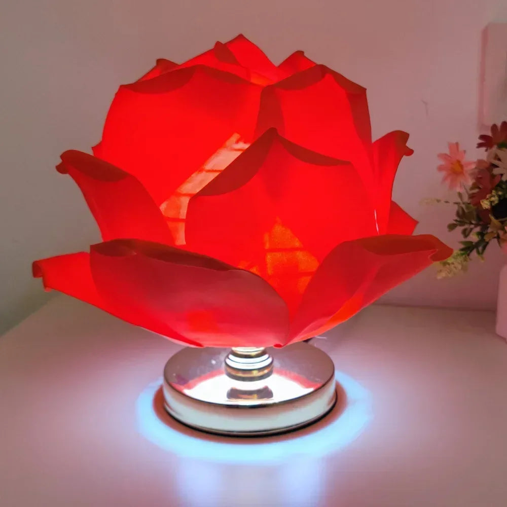 Creative Rose Floral Table Lamps For Girls Bedroom