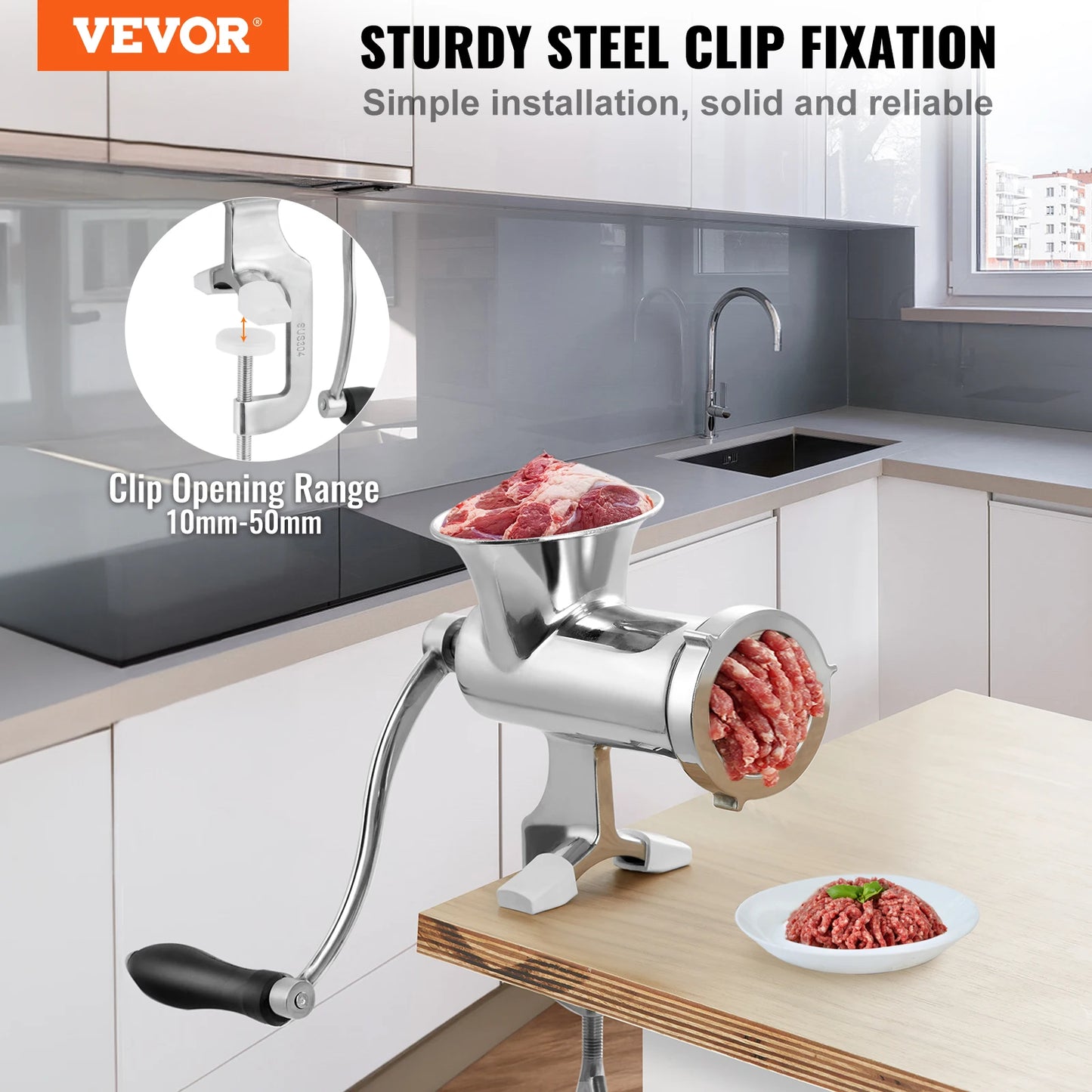 SucceBuy Manual Meat Grinder 304 Stainless Steel Clamp Sausage Maker