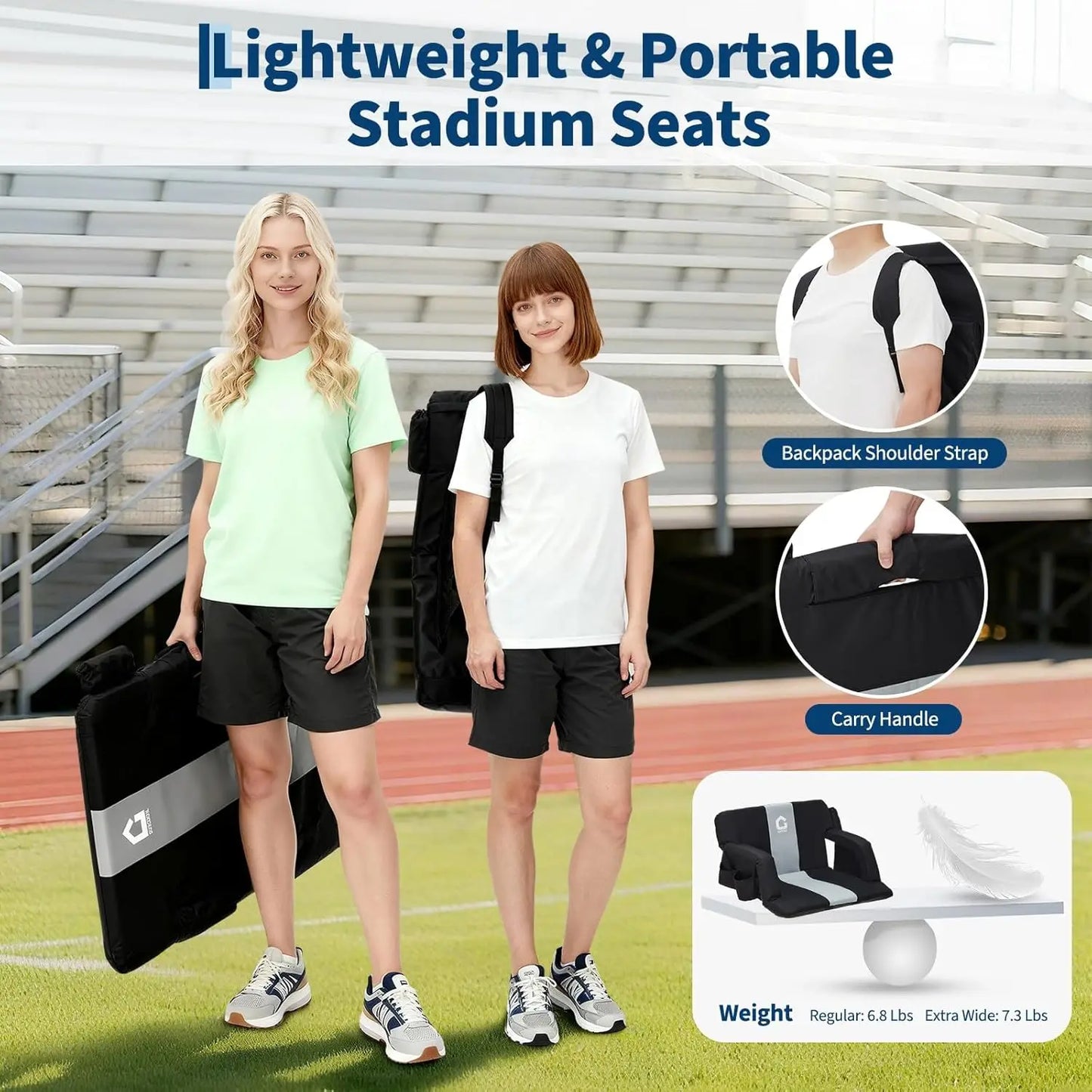 HobbyLane Wide Bleacher Seat With Back Support Cup Holder