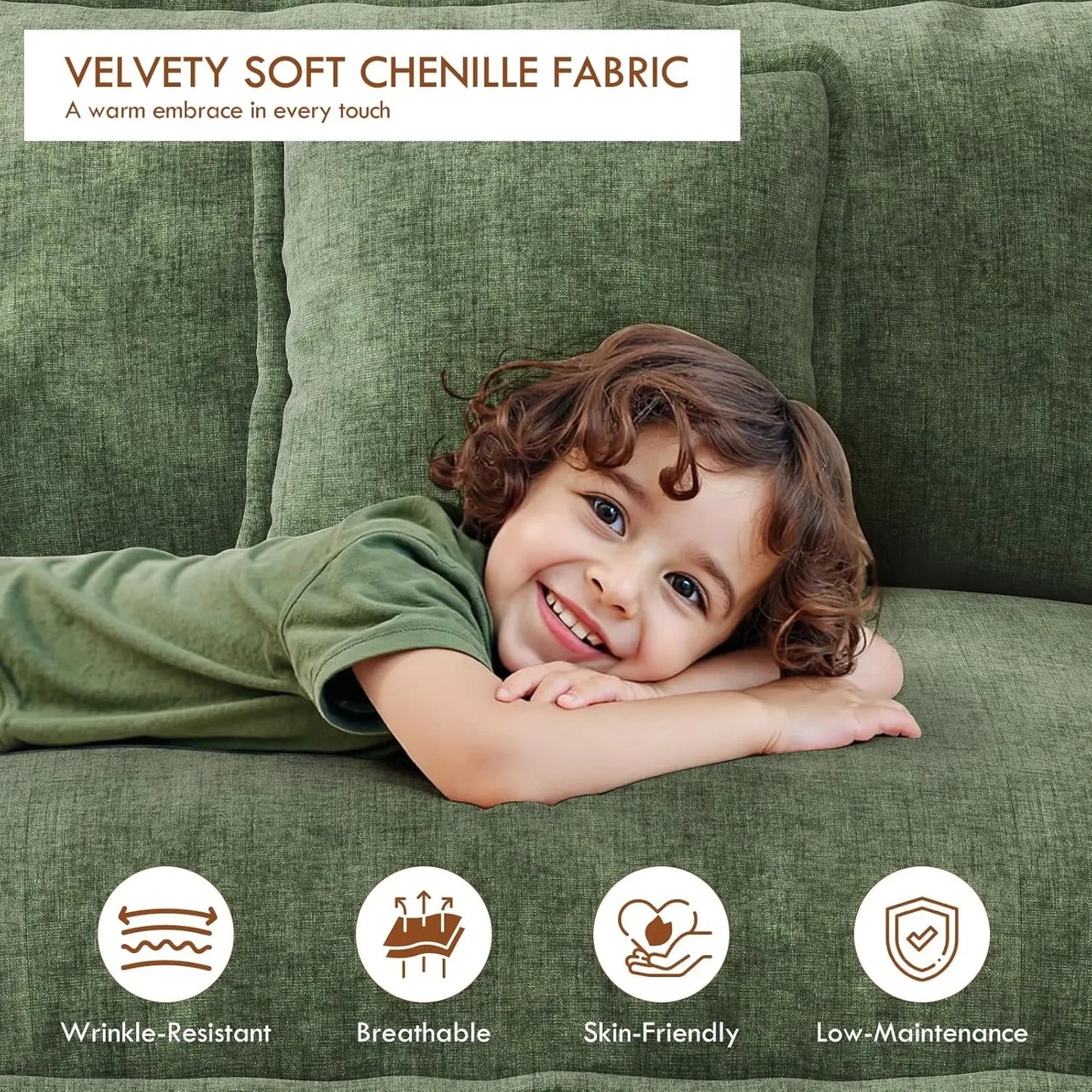 Modular Sectional Sofa U Shaped Chenille Couch Set 4 Seaters