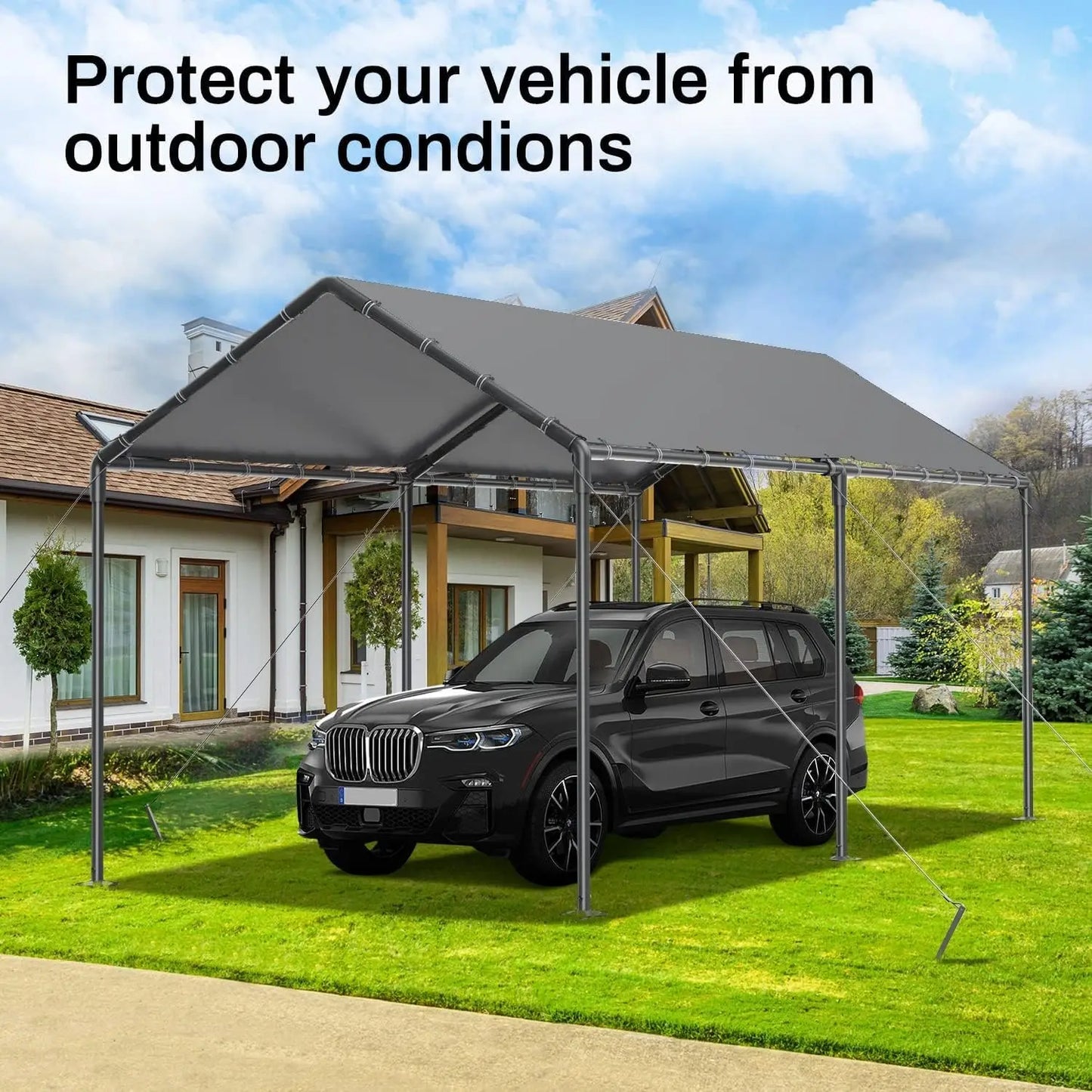 Heavy Duty Metal Carport Waterproof Garage Tent With Stakes